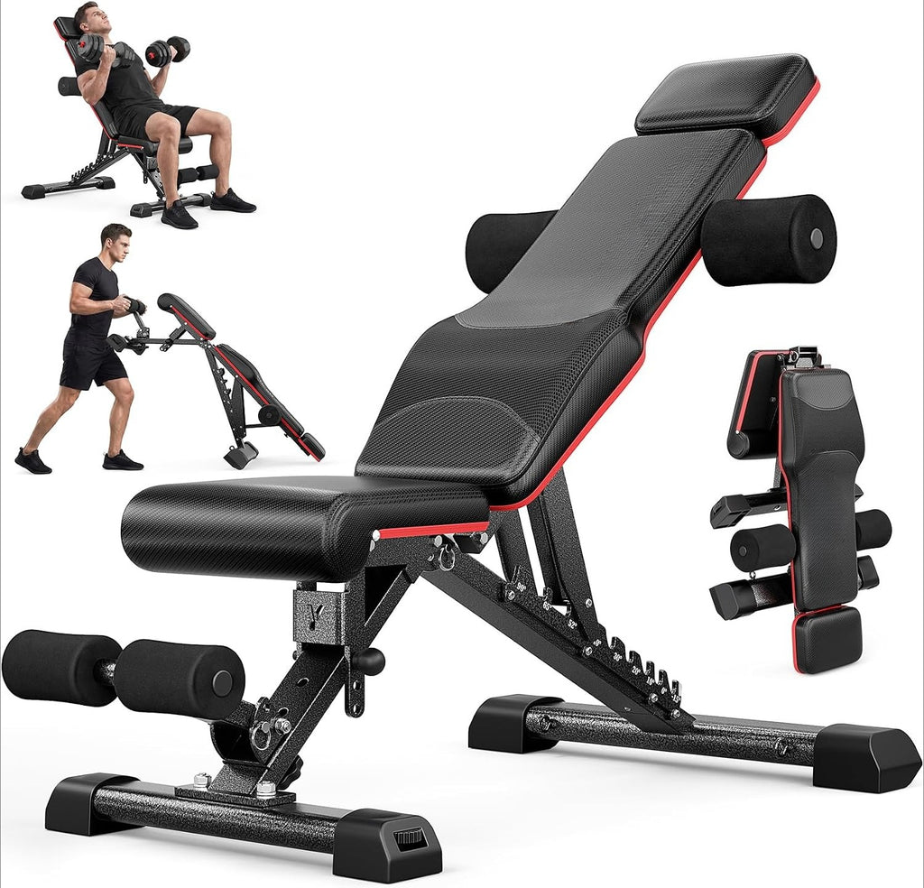 Foldable Weight Bench with Bench Press Stand