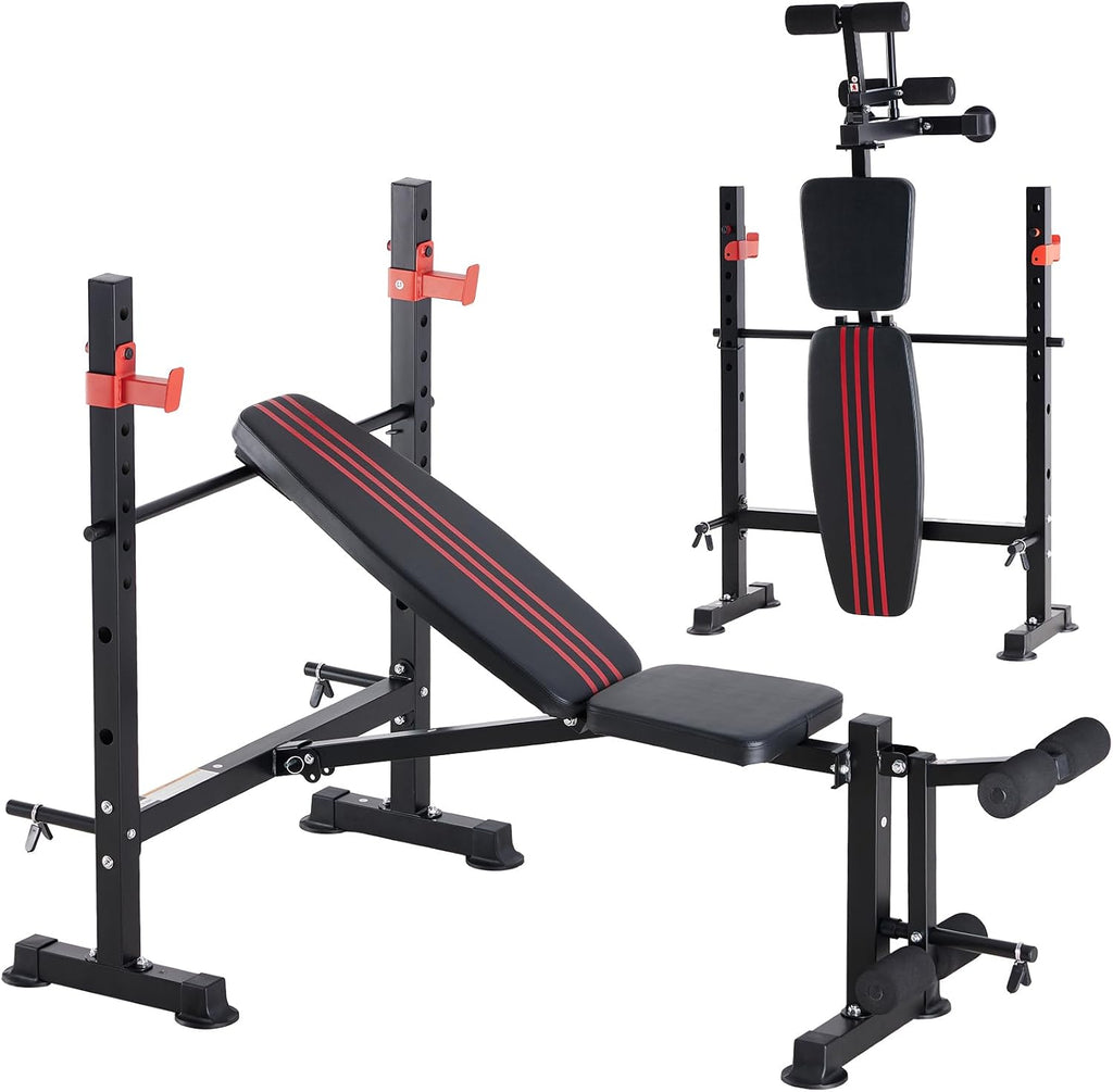 Adjustable Foldable Weight Bench Set with Rack