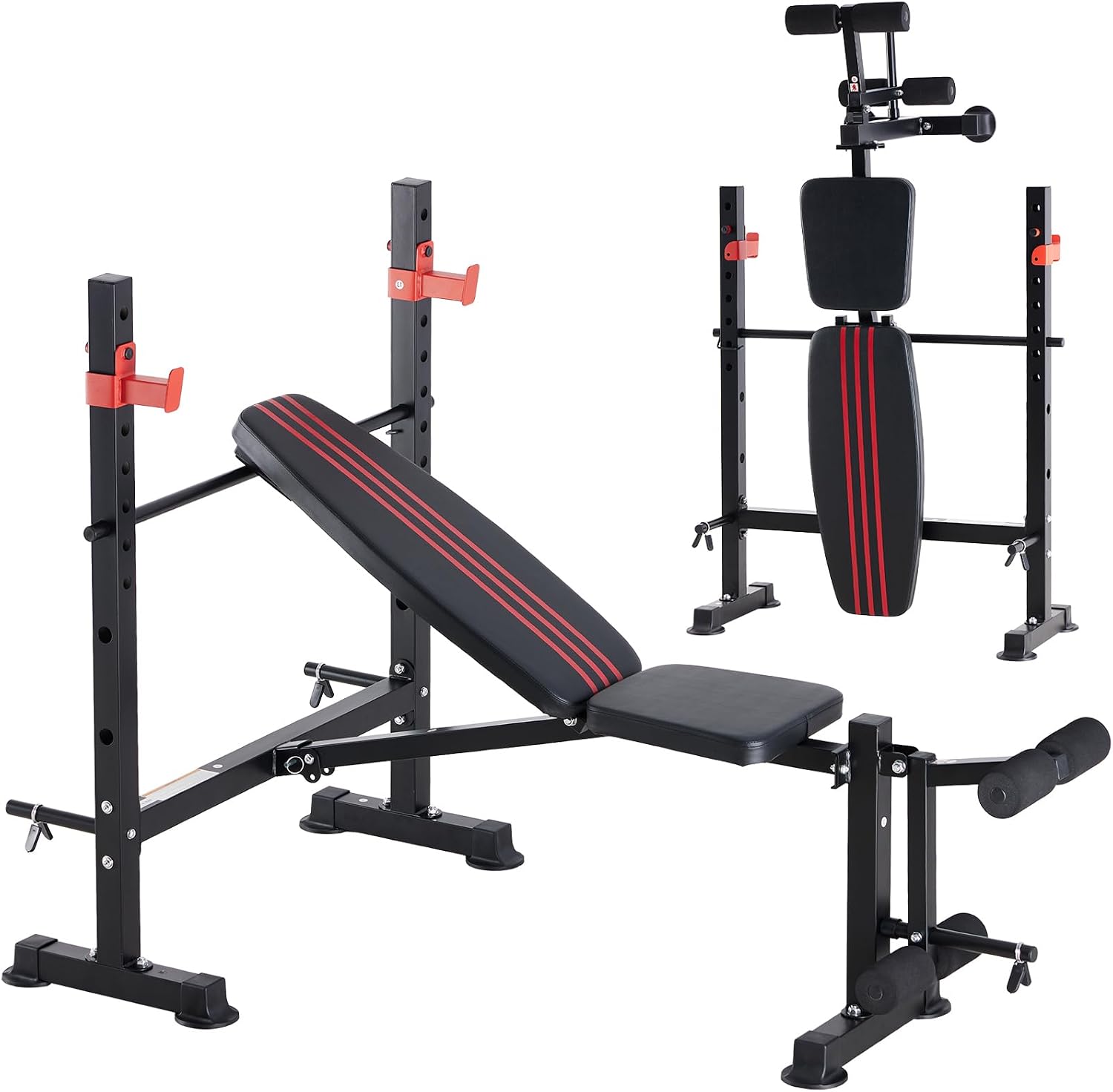 Adjustable Foldable Weight Bench Set with Rack