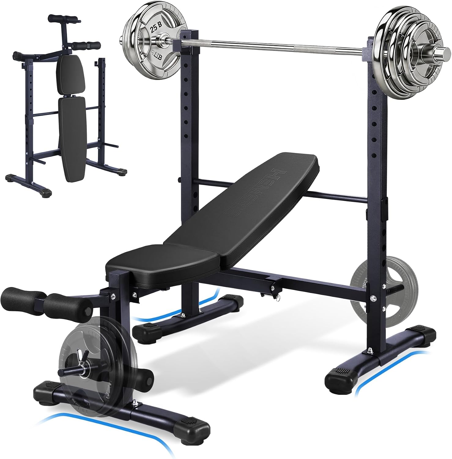 Adjustable Weight Bench with Barbell Rack