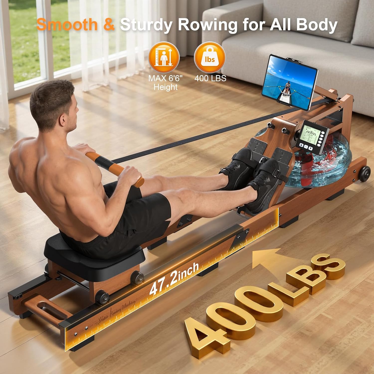 Water Rowing Machine for Home Upright Design