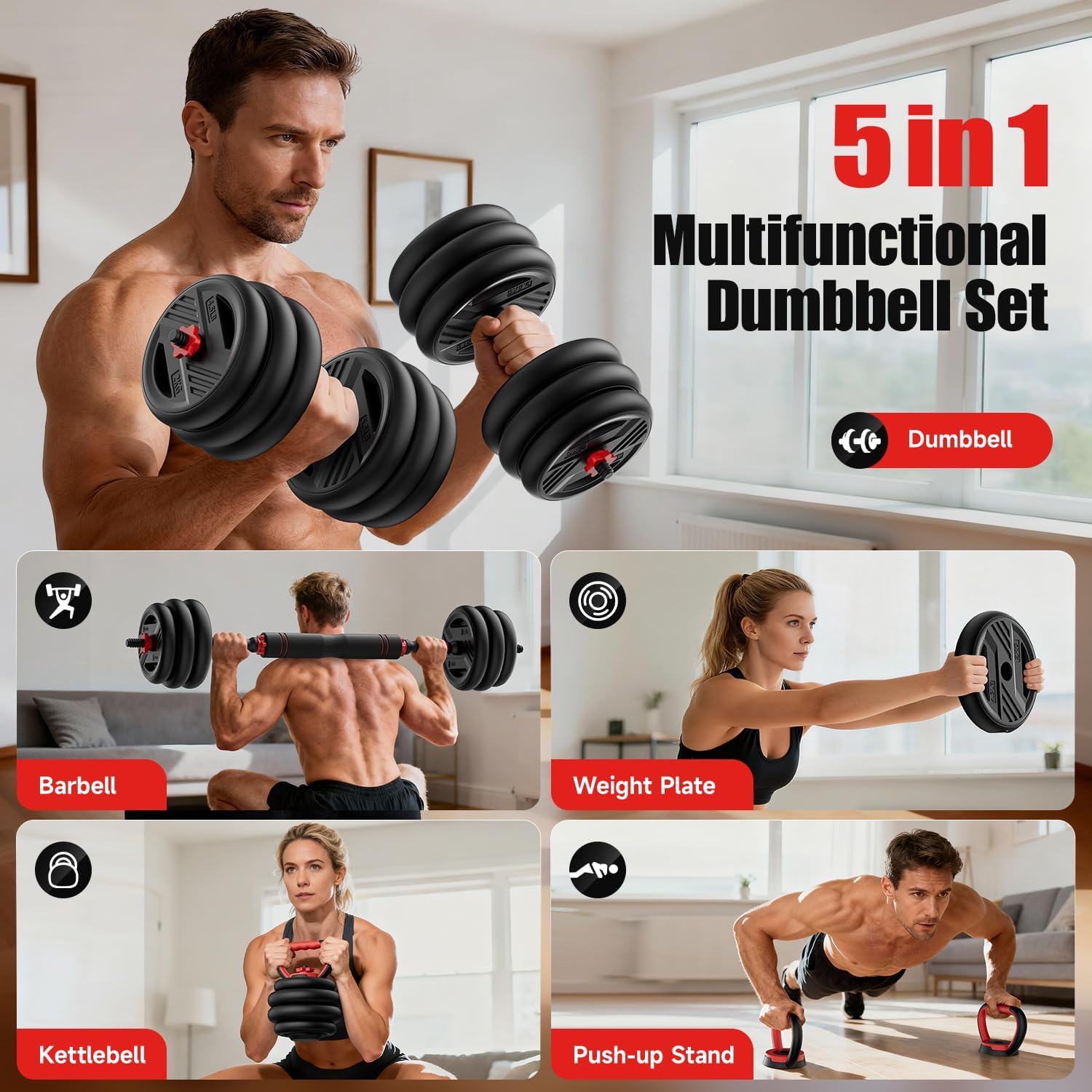 5-in-1 Adjustable Dumbbell Weight Set