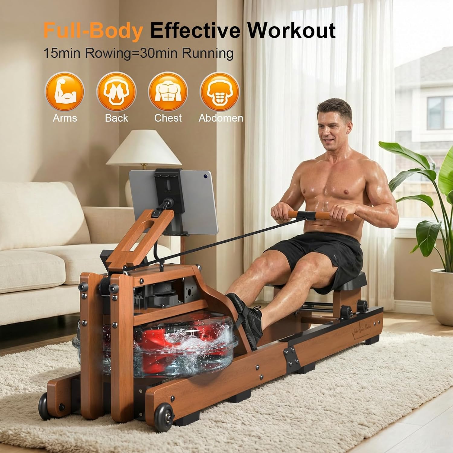 Water Rowing Machine for Home Upright Design