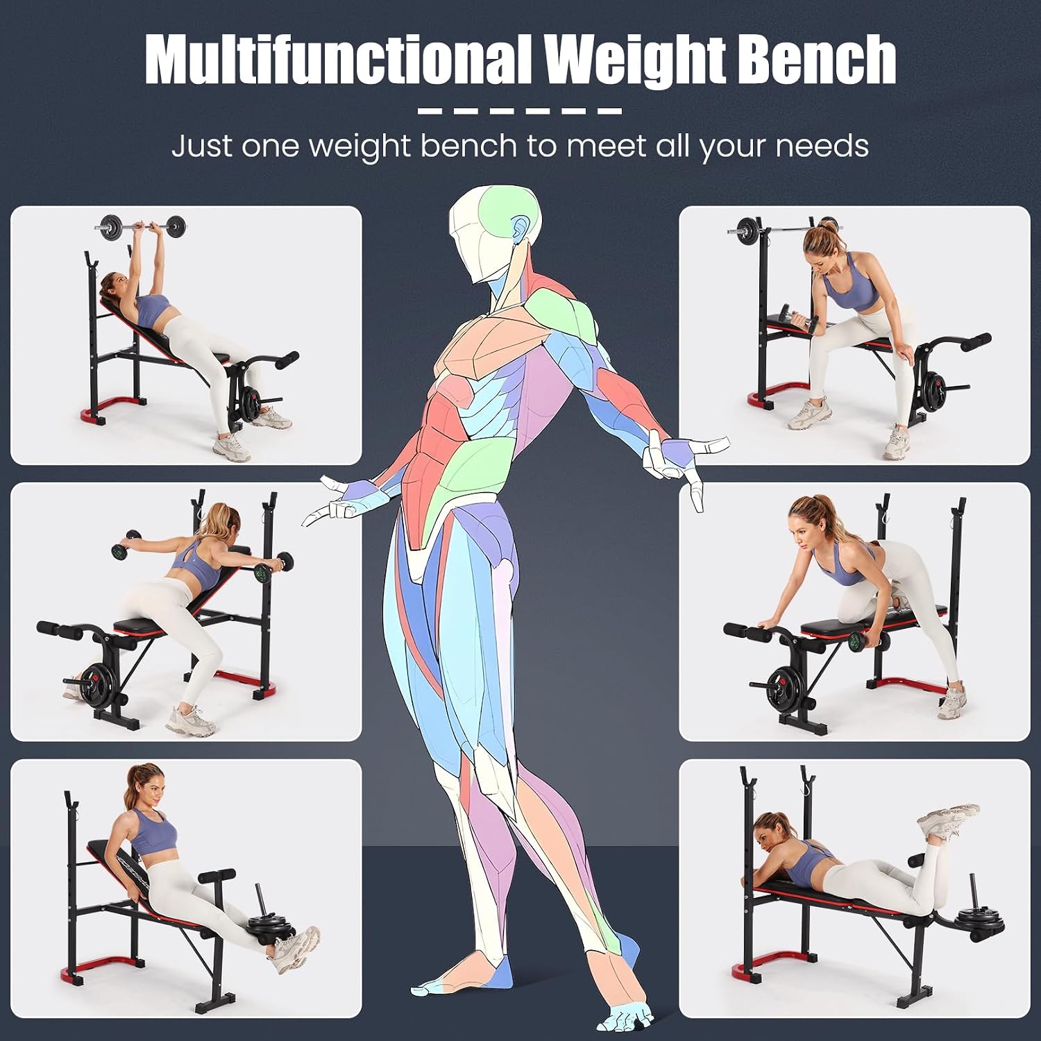 8 in 1 Adjustable Weight Bench Set