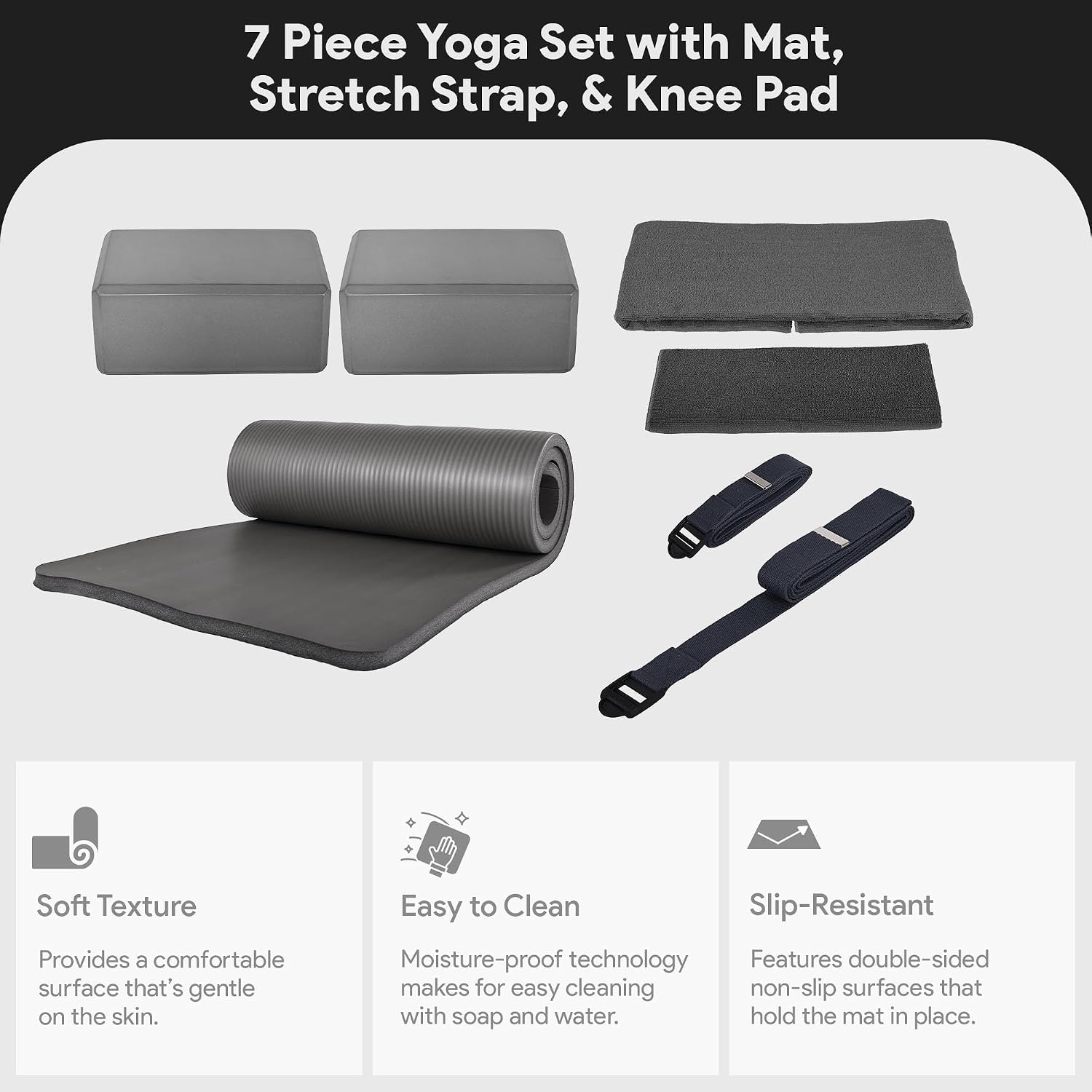 7-Piece Extra Thick Yoga Starter Kit