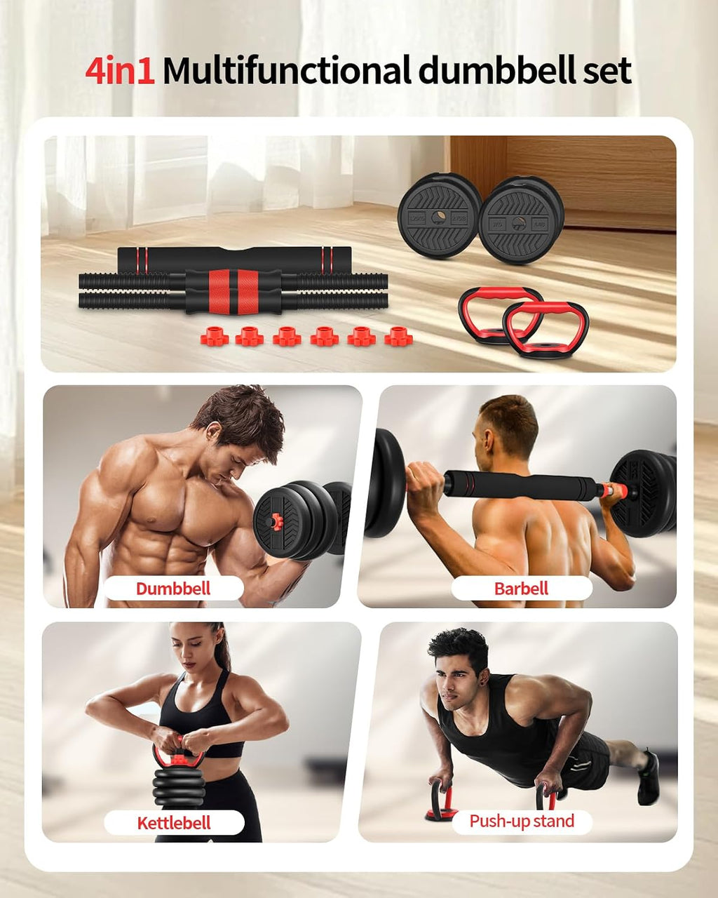 4 in1 Adjustable Dumbbells Weight Set