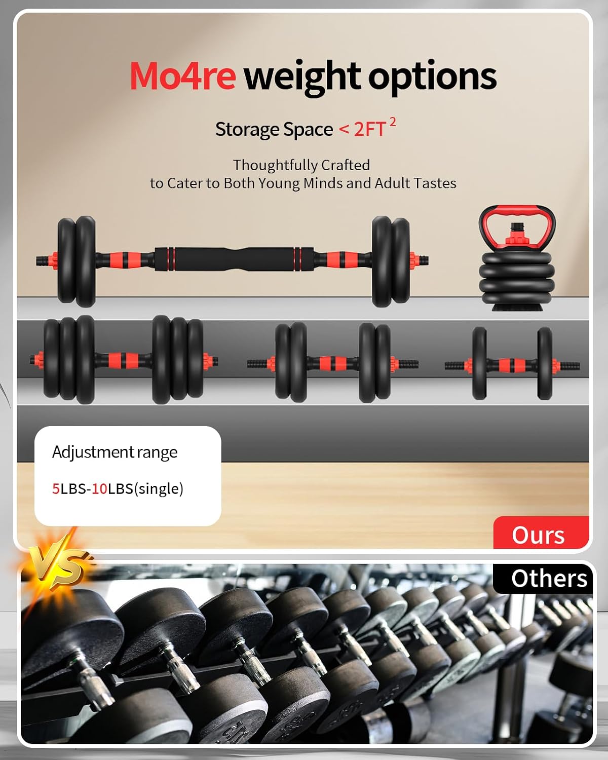 4 in1 Adjustable Dumbbells Weight Set