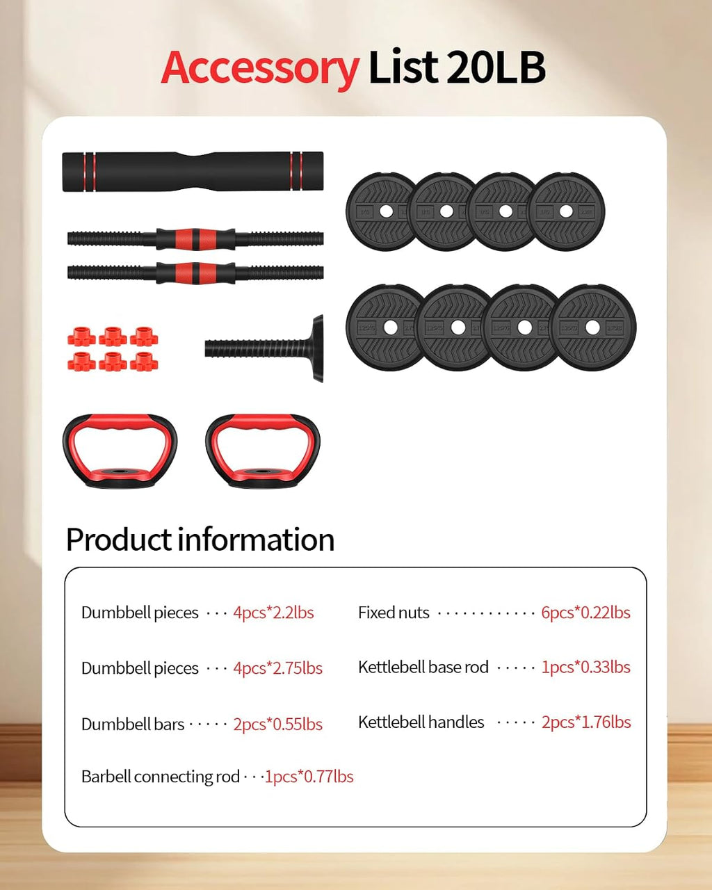 4 in1 Adjustable Dumbbells Weight Set