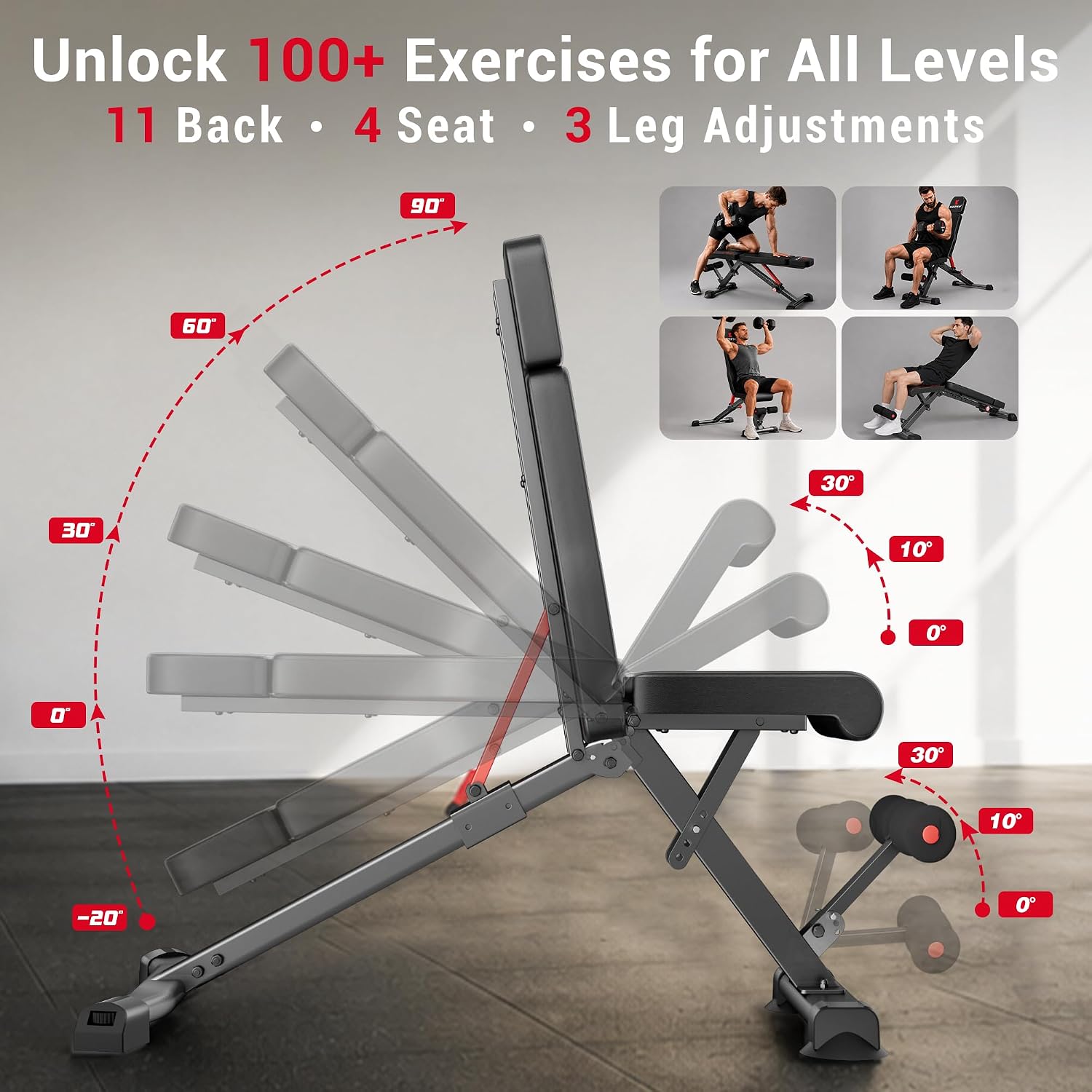 900LB Adjustable Foldable Weight Bench