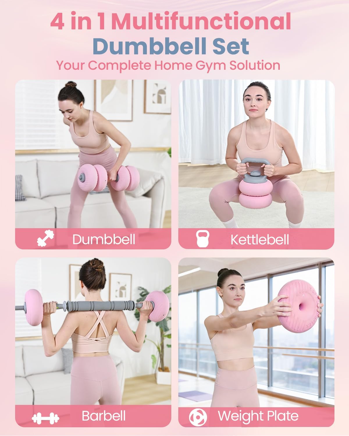 4-IN-1 Adjustable Dumbbell Set