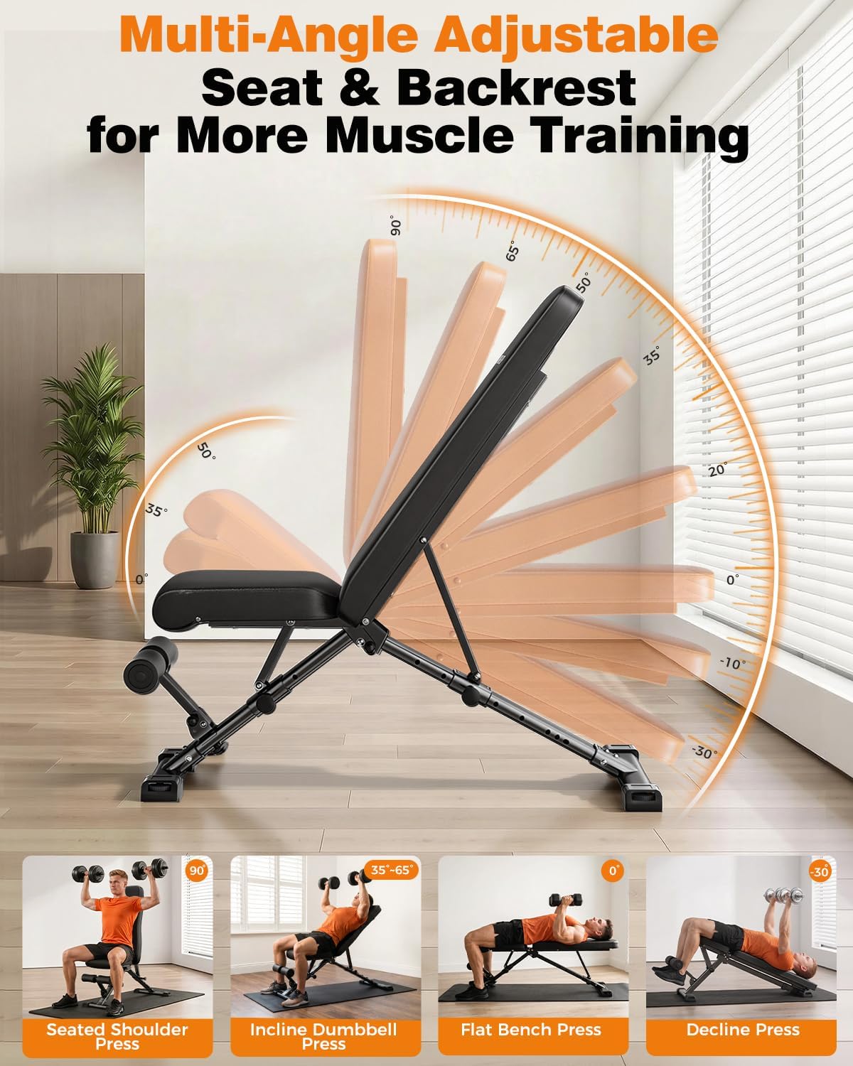 Foldable Adjustable FID Weight Bench