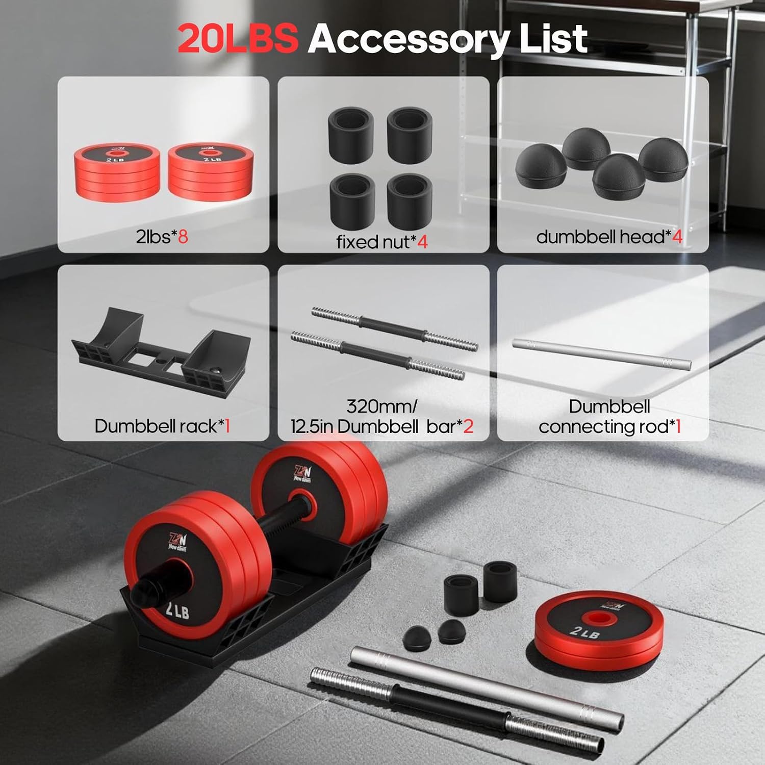 Dumbbell Set with Barbell Connector