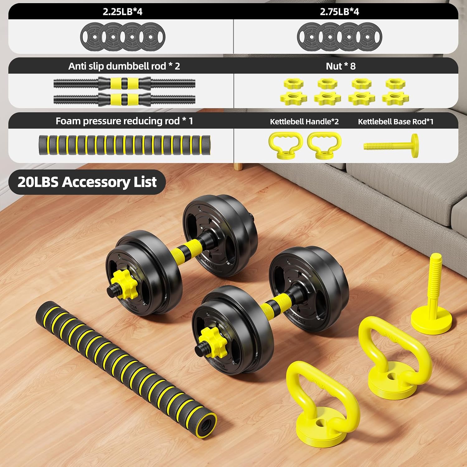 4 in 1 Adjustable Dumbbell Weight Set