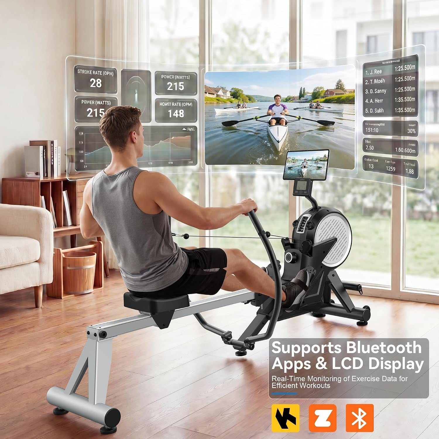 Dual Resistance Foldable Rowing Machine for Home