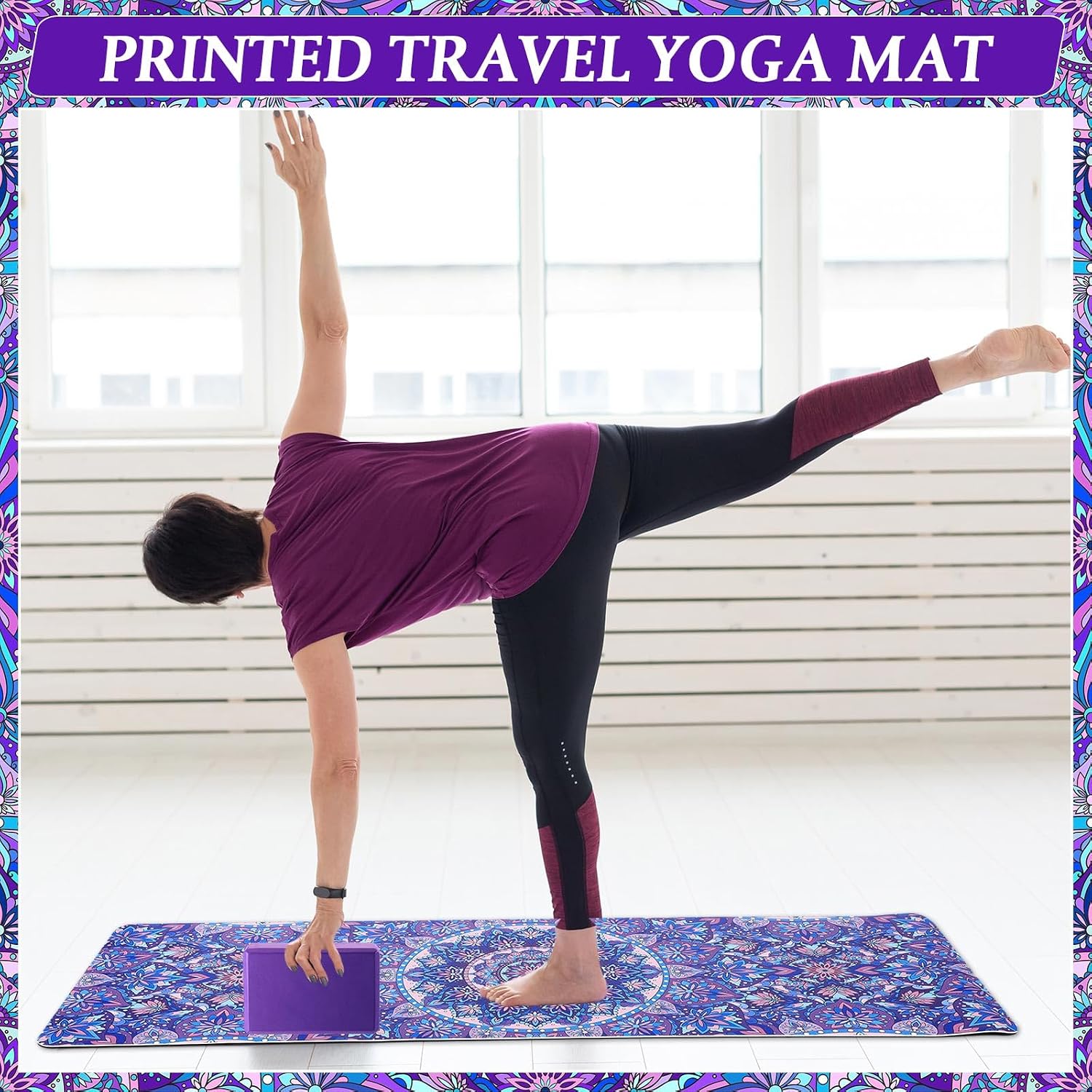 3 Pcs 6MM Non Slip Yoga Mat Set