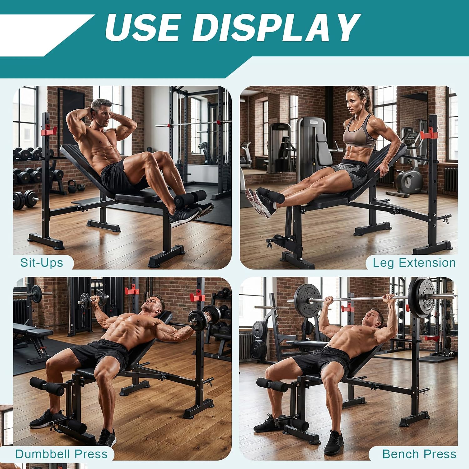 Adjustable Weight Bench Set with Rack