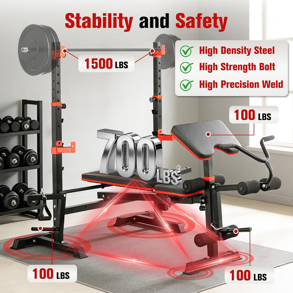 1500LBS 8 IN 1 Olympic Weight Bench Set