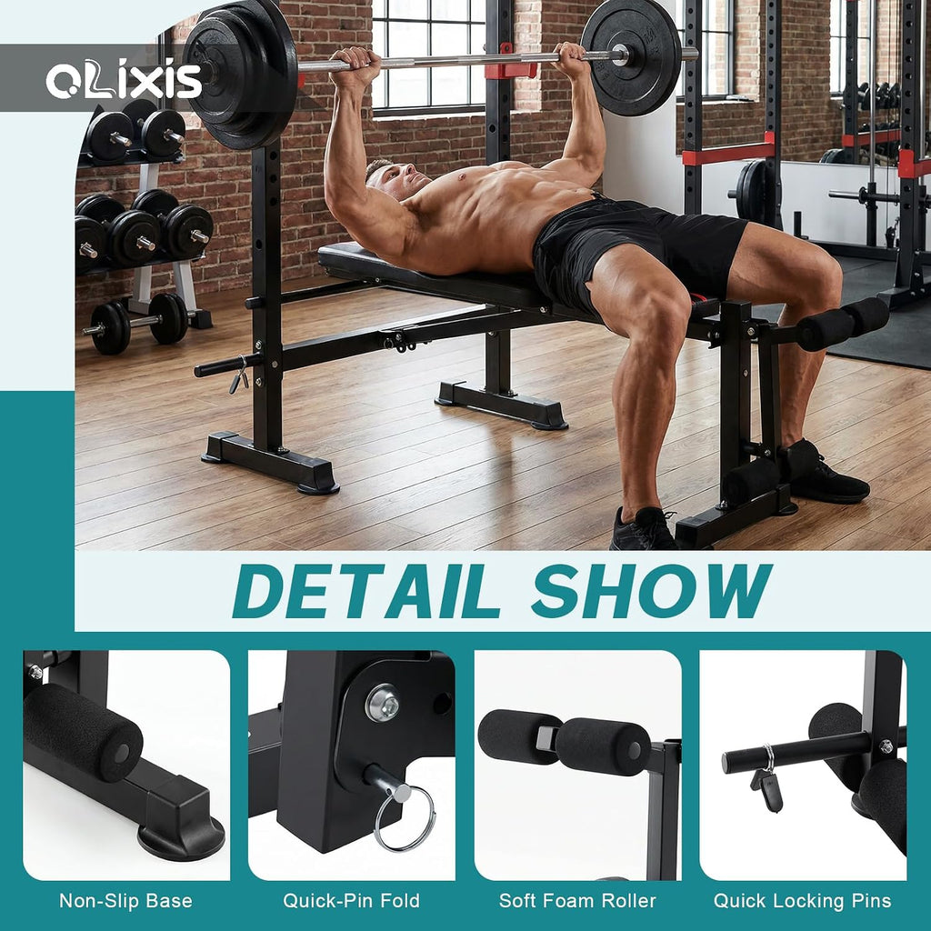 Adjustable Foldable Weight Bench Set with Rack