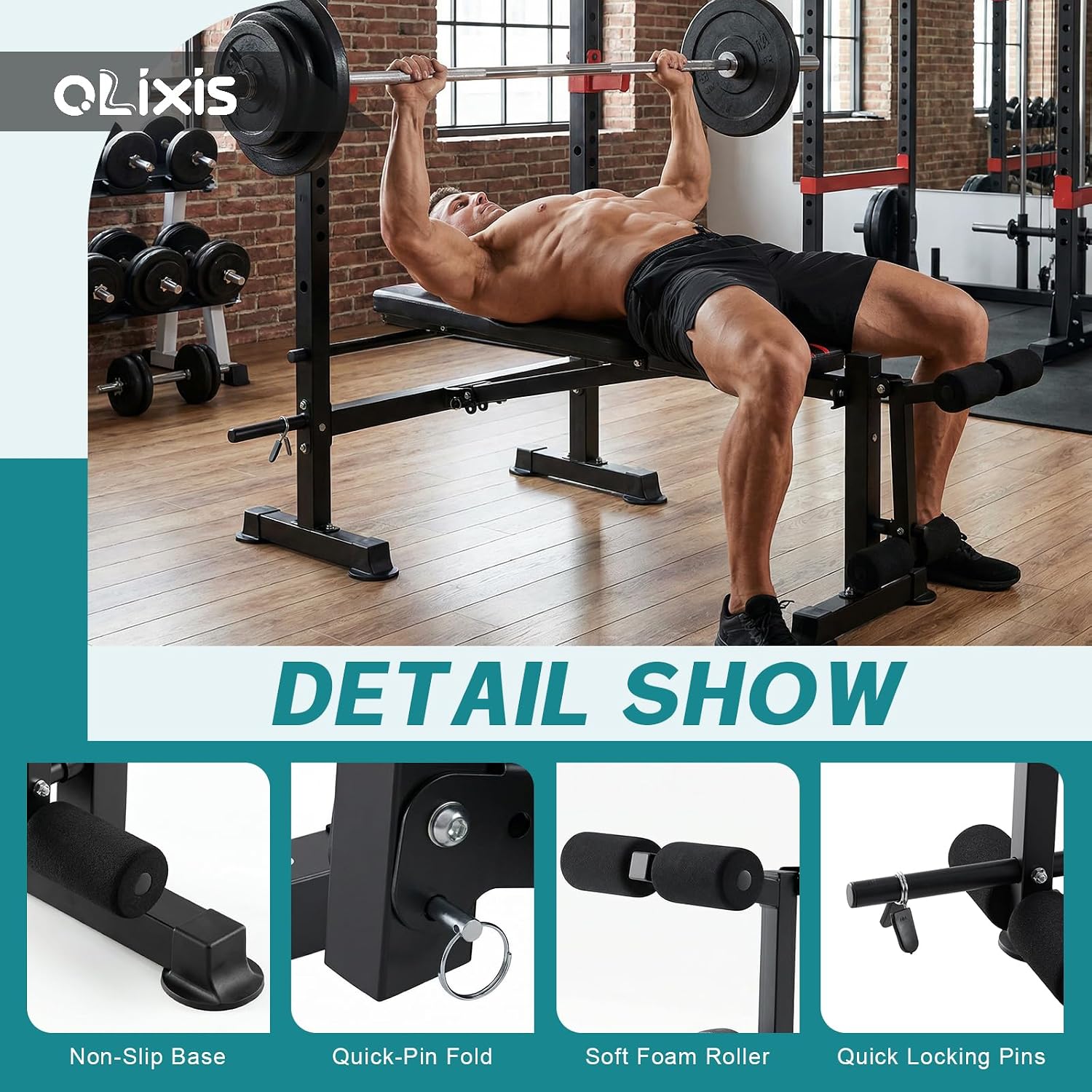 Adjustable Foldable Weight Bench Set with Rack