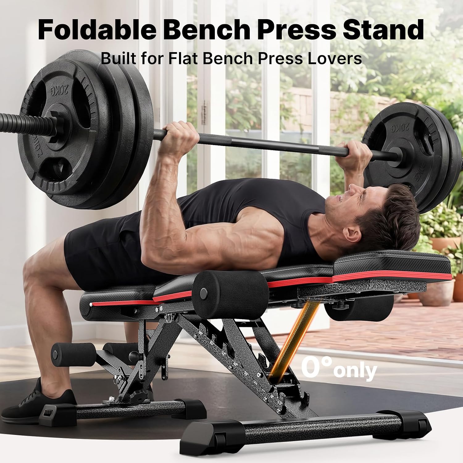 Foldable Weight Bench with Bench Press Stand