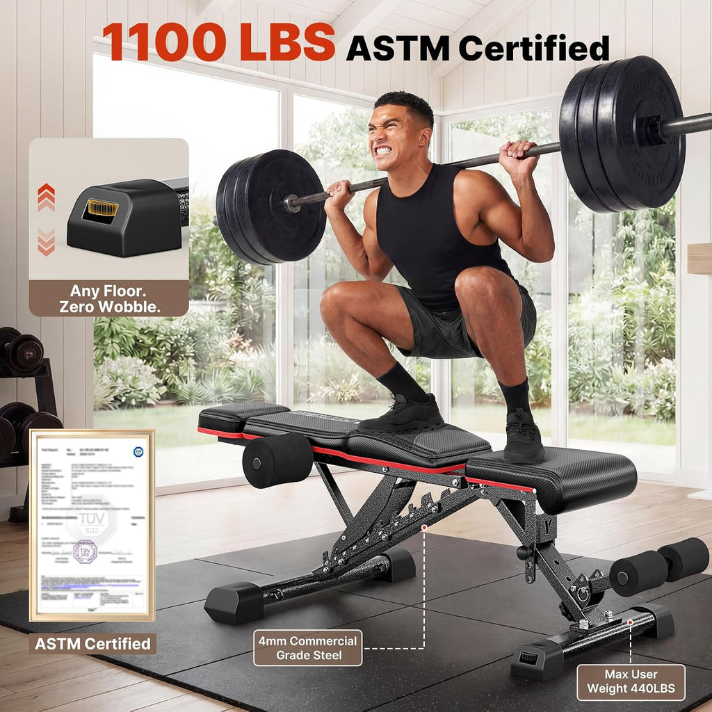 Foldable Weight Bench with Bench Press Stand