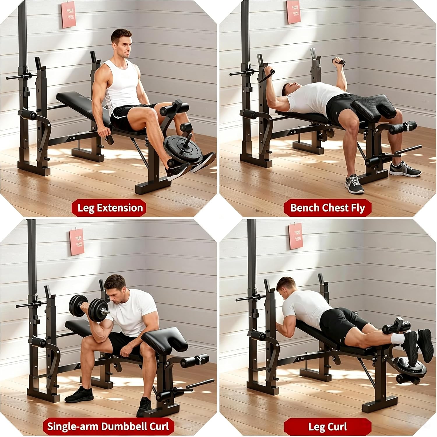 8-in-1 Foldable Weight Bench Home Gym Set